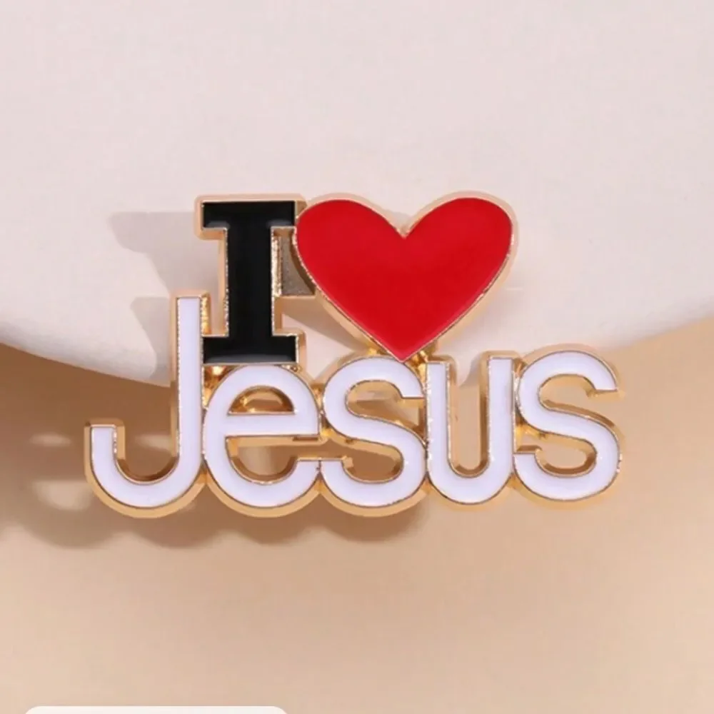 3for$20  1PC I Love Jesus Enamel Pins Heart Christian Love Faith brooch